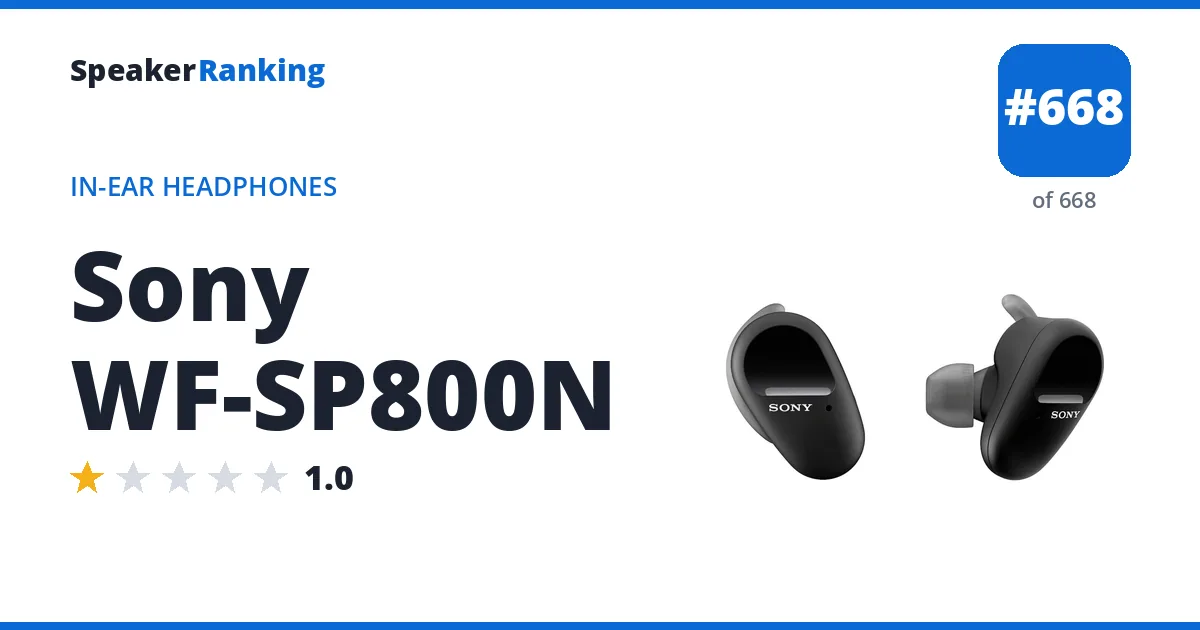 Sony WF-SP800N - ranked #668 of 668 In-Ear Headphones · Editor's rating 1/5