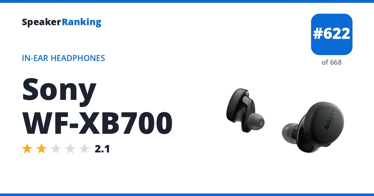 Sony WF-XB700 - ranked #622 of 668 In-Ear Headphones · Editor's rating 2.1/5
