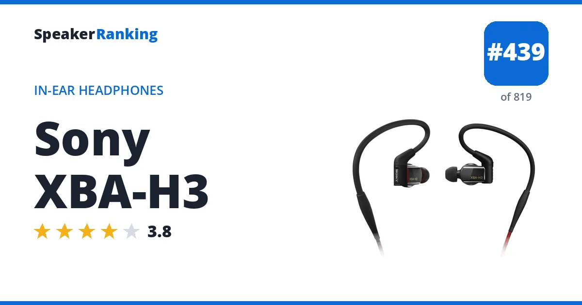 Sony XBA-H3 - ranked #439 of 749 In-Ear Headphones · Editor's rating 3.8/5