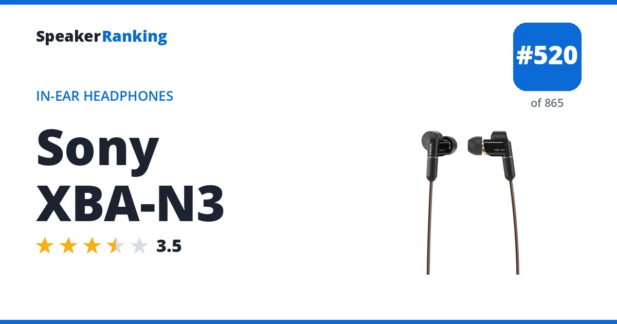 Sony XBA-N3 - ranked #520 of 865 In-Ear Headphones · Editor's rating 3.5/5