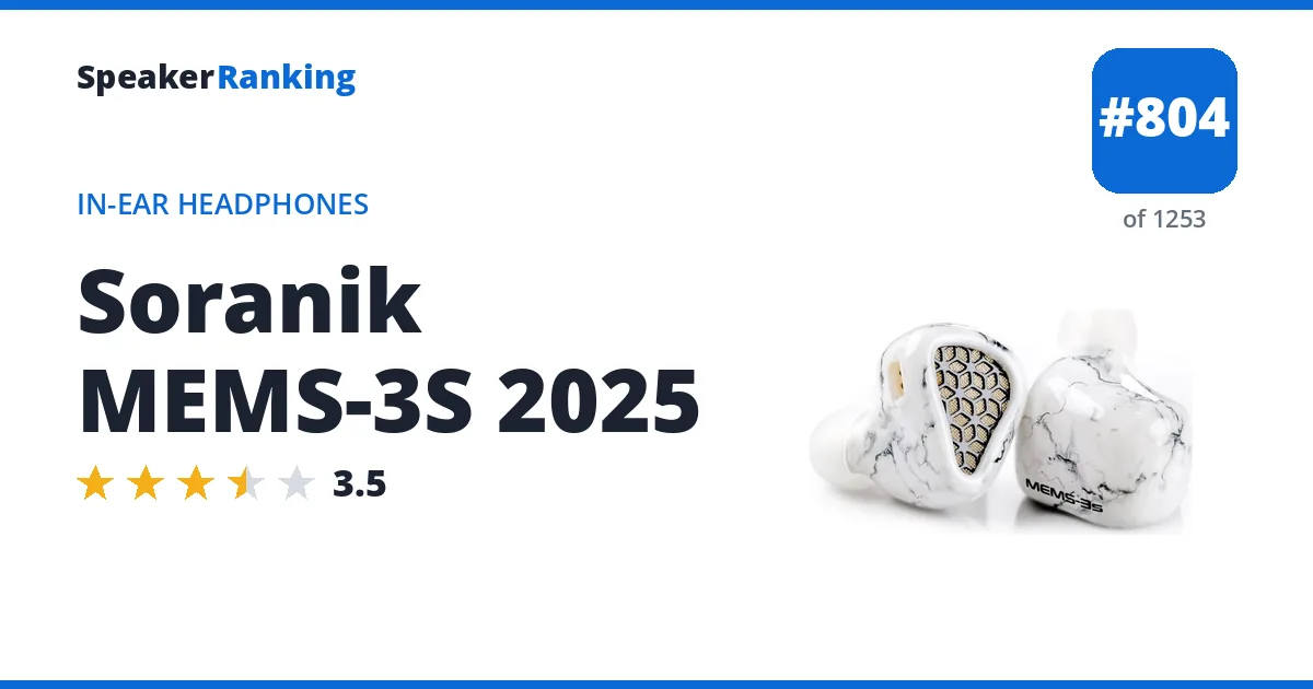 Soranik MEMS-3S 2025 - ranked #804 of 1253 In-Ear Headphones · Editor's rating 3.5/5