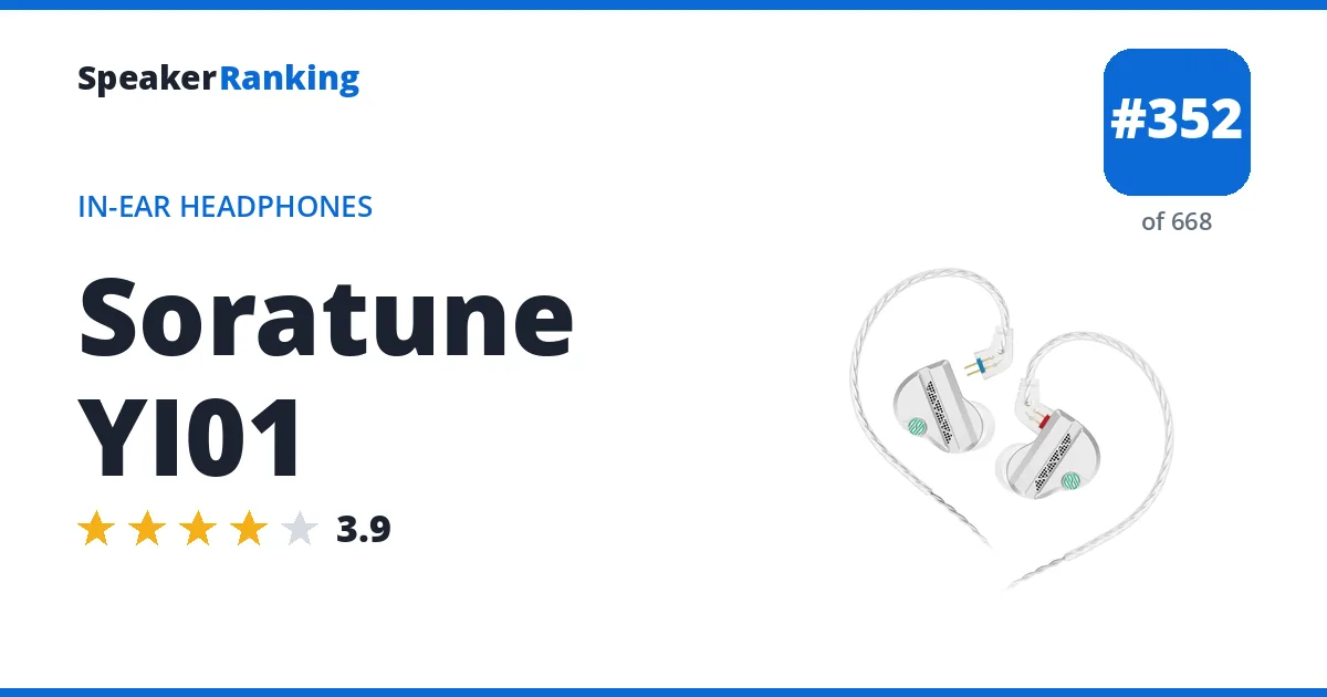 Soratune YI01 - ranked #352 of 668 In-Ear Headphones · Editor's rating 3.9/5