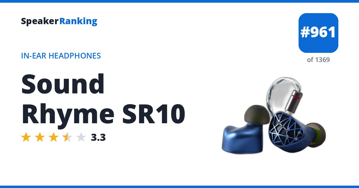 Sound Rhyme SR10 - ranked #961 of 1369 In-Ear Headphones · Editor's rating 3.3/5