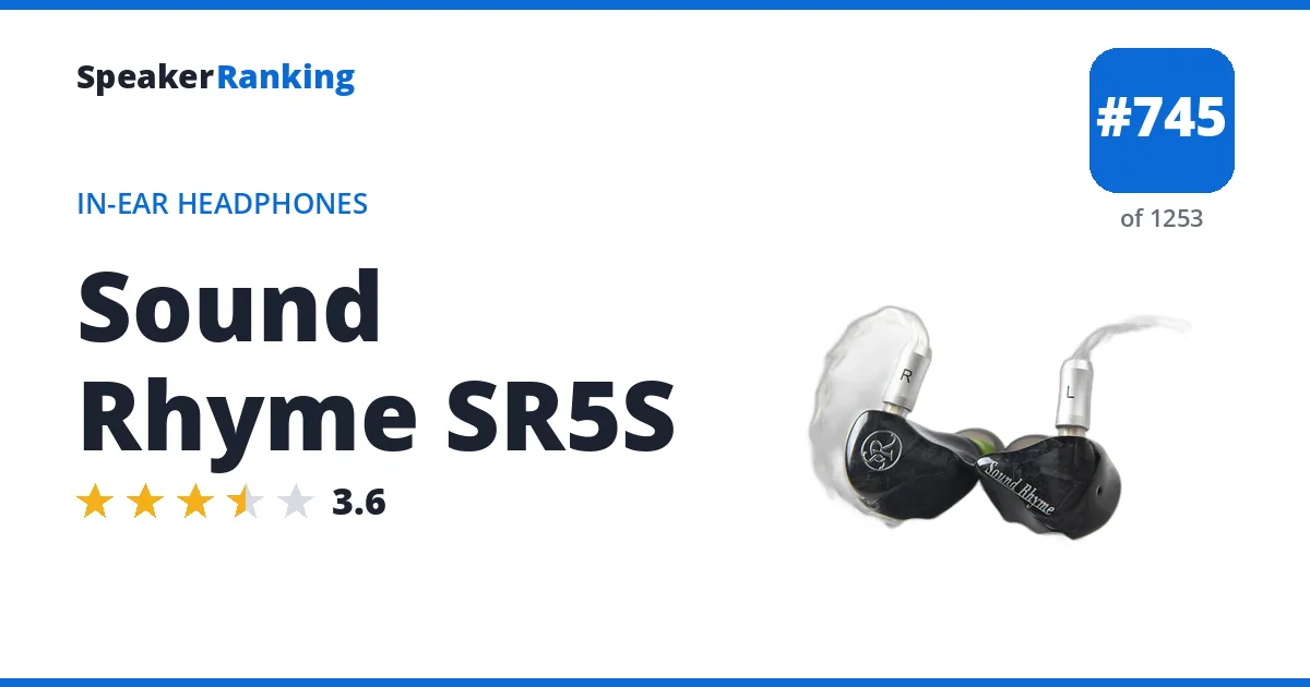 Sound Rhyme SR5S - ranked #745 of 1253 In-Ear Headphones · Editor's rating 3.6/5