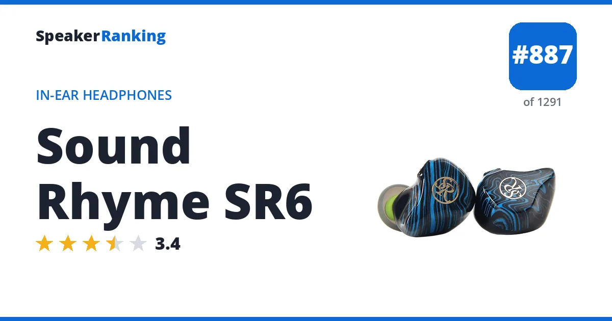 Sound Rhyme SR6 - ranked #887 of 1291 In-Ear Headphones · Editor's rating 3.4/5