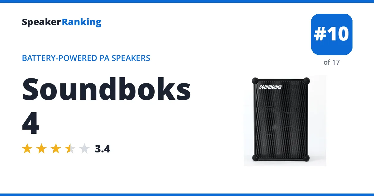 Soundboks 4 · Editor's rating 3.4/5, ranked #10 of 17 Battery-Powered PA Speakers