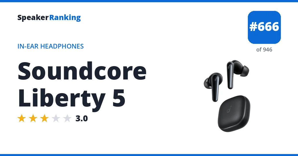 Soundcore Liberty 5 - ranked #666 of 946 In-Ear Headphones · Editor's rating 3/5