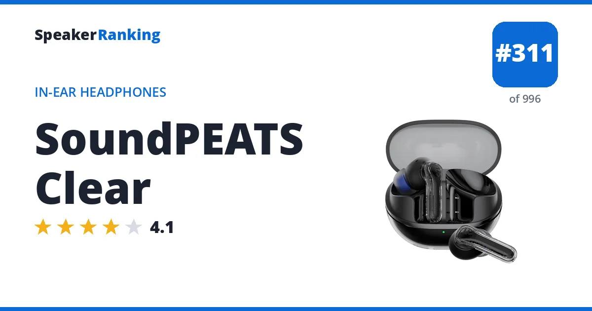 SoundPEATS Clear - ranked #311 of 996 In-Ear Headphones · Editor's rating 4.1/5