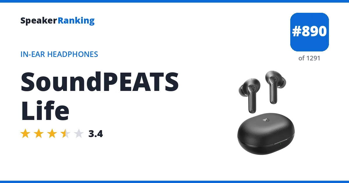 SoundPEATS Life - ranked #890 of 1291 In-Ear Headphones · Editor's rating 3.4/5