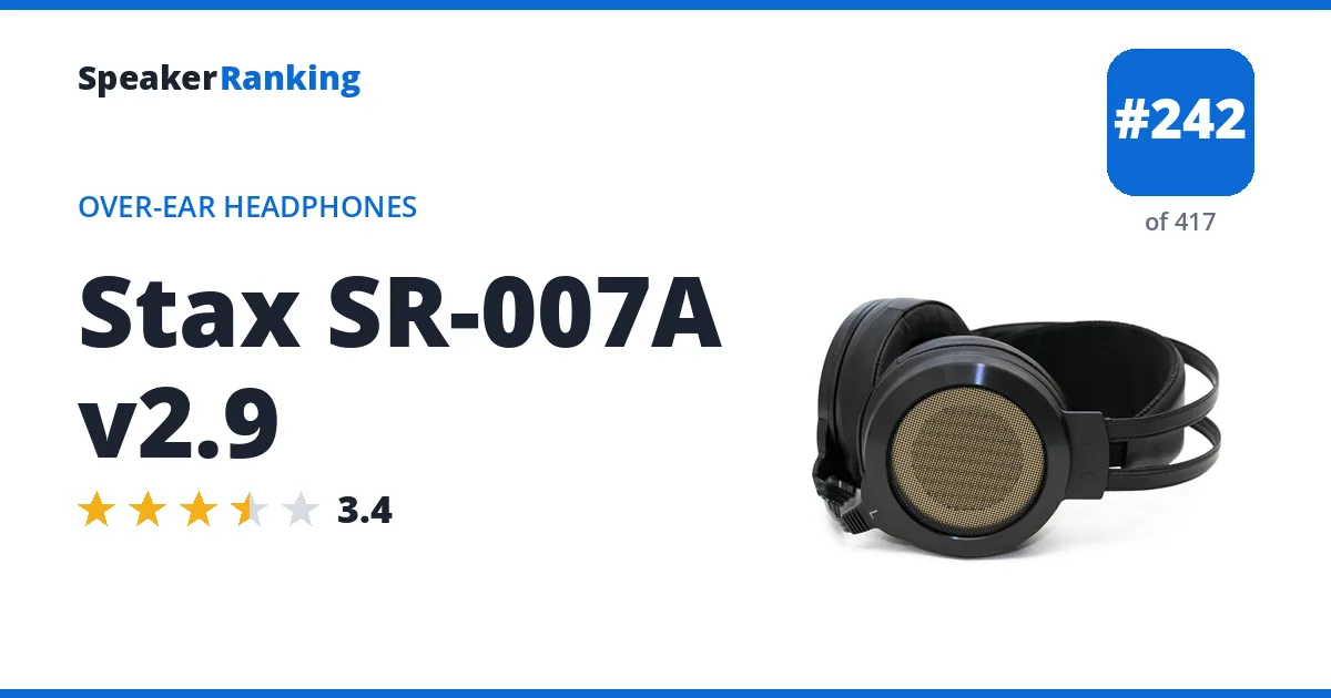 Stax SR-007A v2.9 - ranked #242 of 417 Over-Ear Headphones · Editor's rating 3.4/5