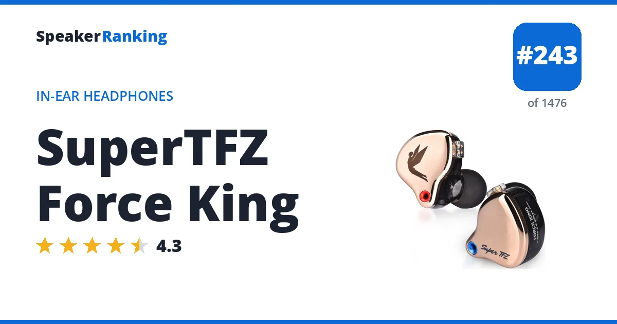 SuperTFZ Force King - ranked #243 of 1476 In-Ear Headphones · Editor's rating 4.3/5