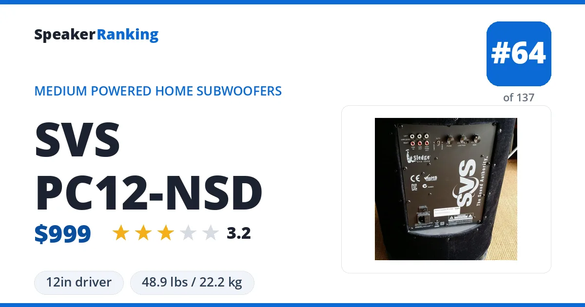 SVS PC12-NSD ranking card