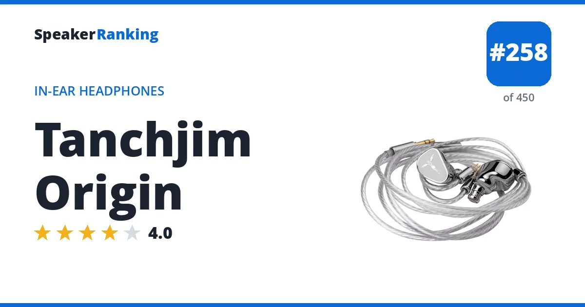 Tanchjim Origin - ranked #258 of 450 In-Ear Headphones · Editor's rating 4/5