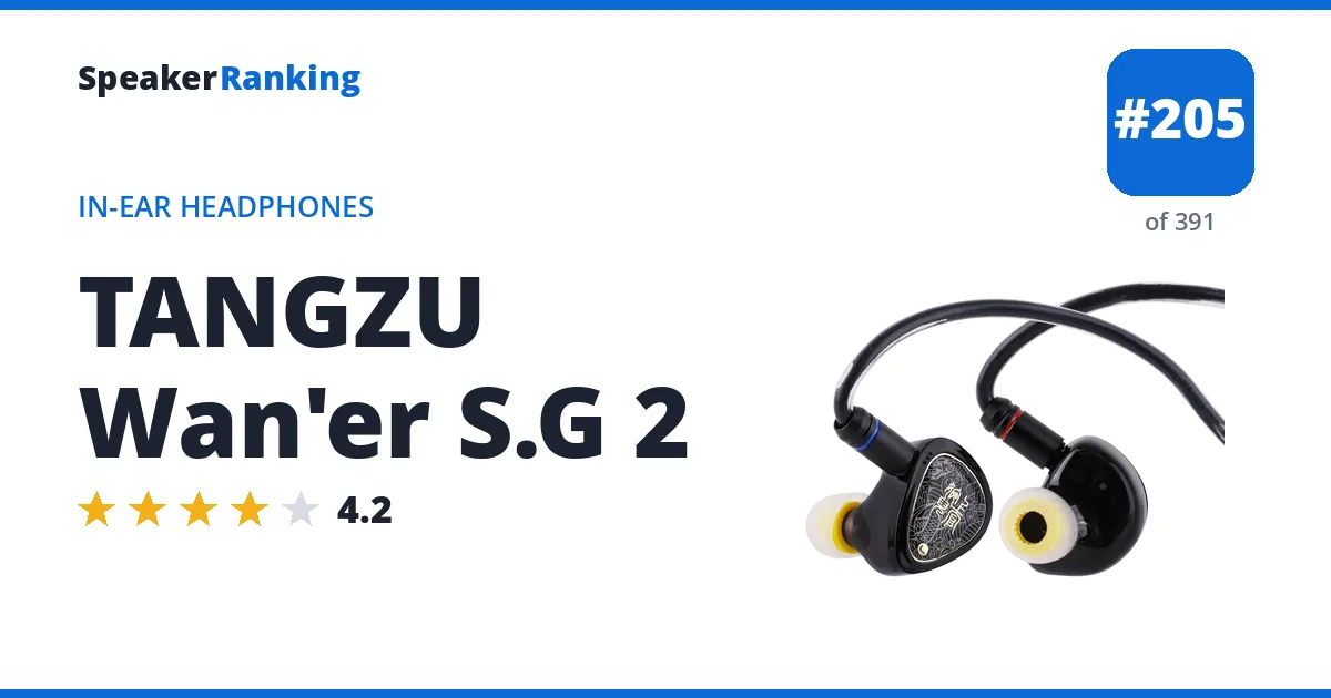 TANGZU Wan'er S.G 2 - ranked #205 of 361 In-Ear Headphones · Editor's rating 4.2/5