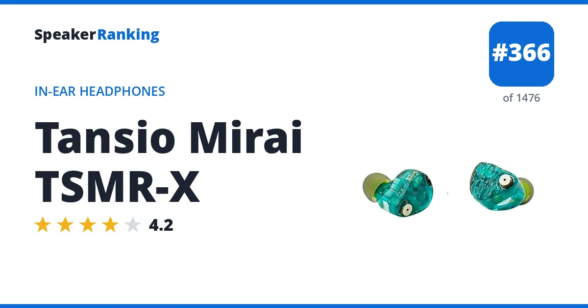 Tansio Mirai TSMR-X - ranked #366 of 1476 In-Ear Headphones · Editor's rating 4.2/5