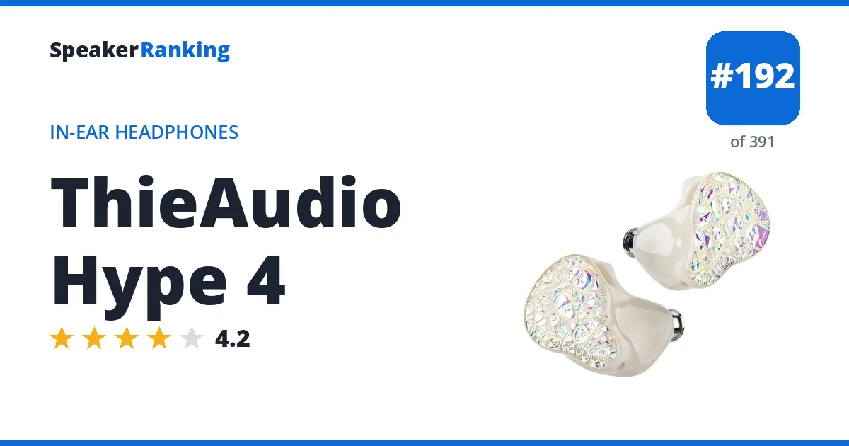 ThieAudio Hype 4 - ranked #192 of 361 In-Ear Headphones · Editor's rating 4.2/5