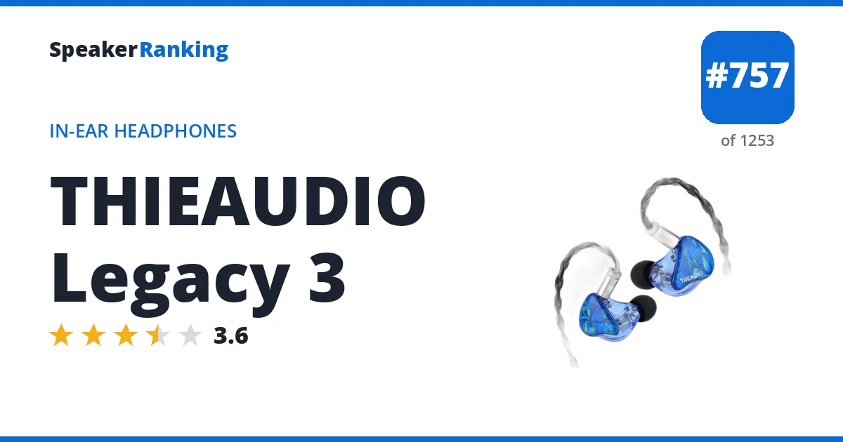 THIEAUDIO Legacy 3 - ranked #757 of 1253 In-Ear Headphones · Editor's rating 3.6/5
