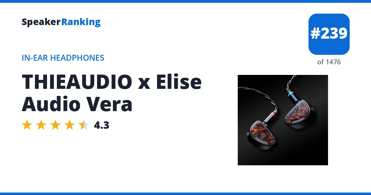 THIEAUDIO x Elise Audio Vera - ranked #239 of 1476 In-Ear Headphones · Editor's rating 4.3/5