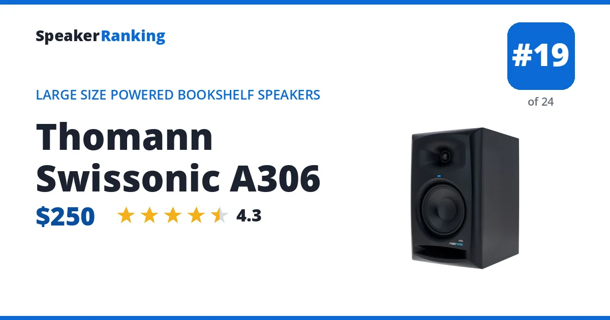 Thomann Swissonic A306 - ranked #19 of 24 Large Size Powered Bookshelf Speakers · Editor's rating 4.3/5