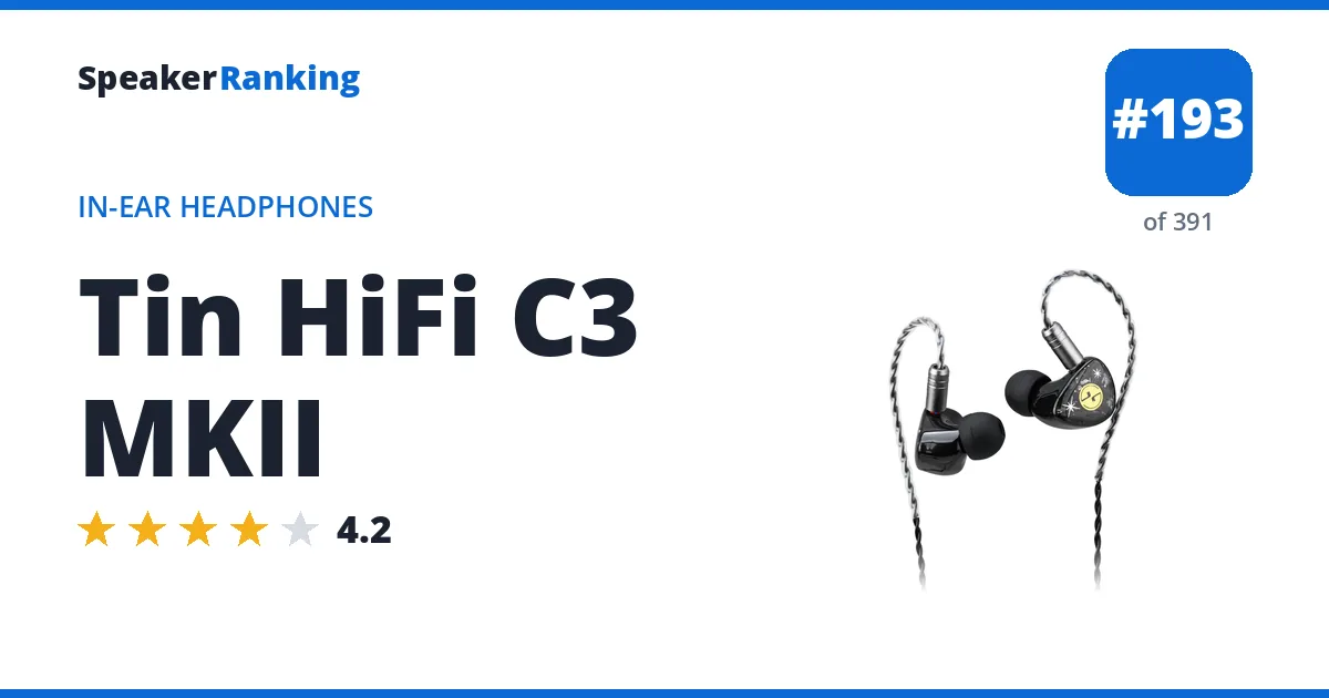 Tin HiFi C3 MKII - ranked #193 of 361 In-Ear Headphones · Editor's rating 4.2/5