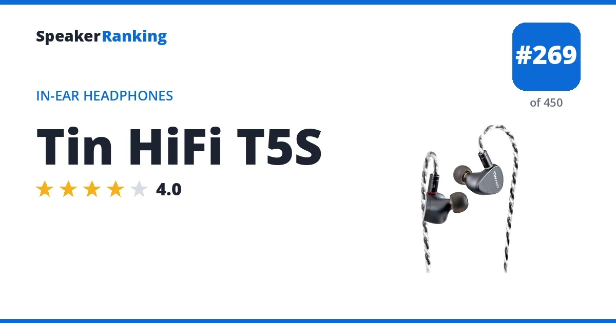 Tin HiFi T5S - ranked #269 of 450 In-Ear Headphones · Editor's rating 4/5