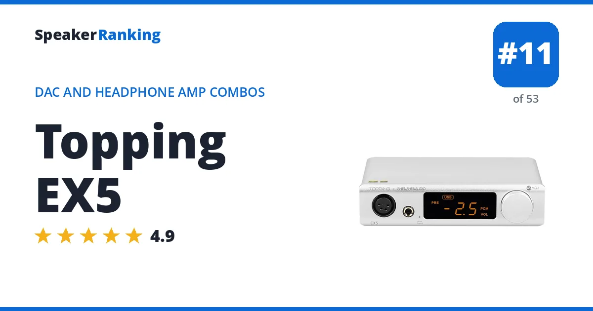 Topping EX5 - ranked #11 of 53 DAC and Headphone Amp Combos · Editor's rating 4.9/5