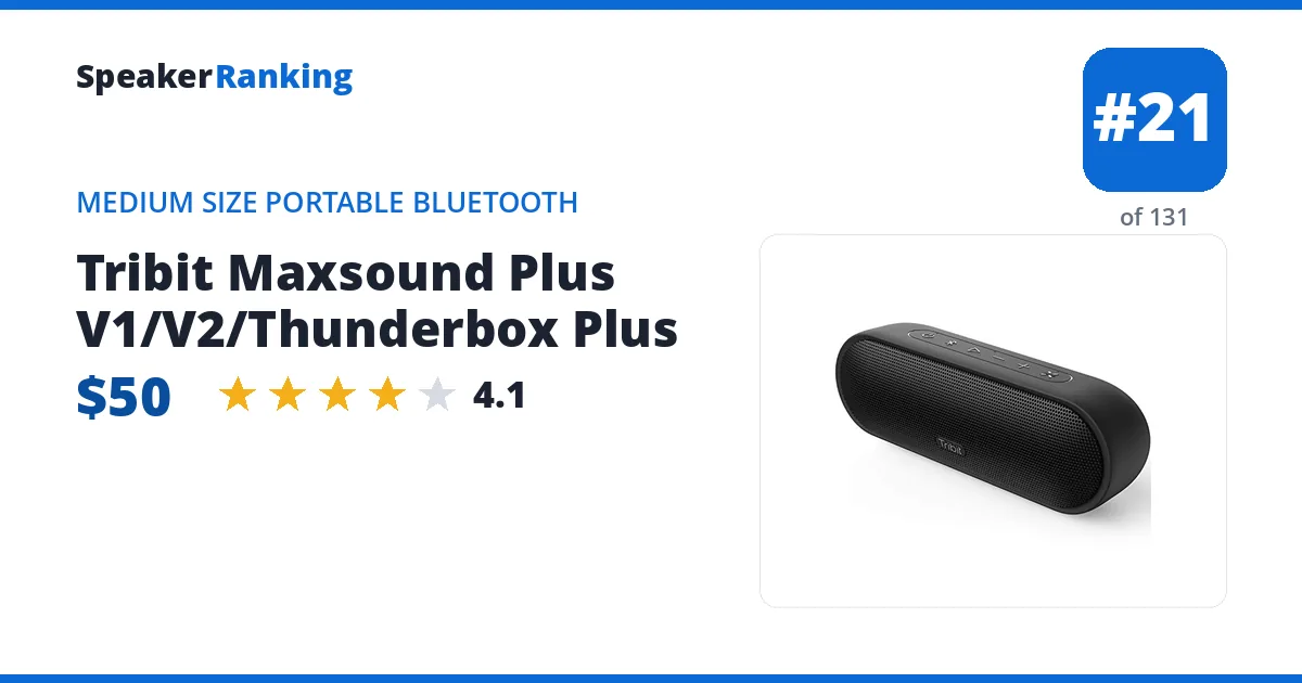 Tribit Maxsound Plus V1/V2/Thunderbox Plus - ranked #21 of 131 Medium Size Portable Bluetooth Speakers · Editor's rating 4.1/5