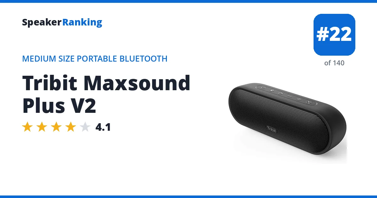 Tribit Maxsound Plus V2 - ranked #22 of 140 Medium Size Portable Bluetooth Speakers · Editor's rating 4.1/5