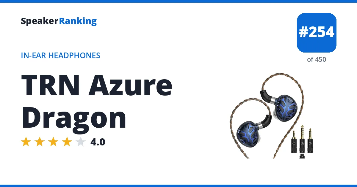 TRN Azure Dragon - ranked #254 of 450 In-Ear Headphones · Editor's rating 4/5