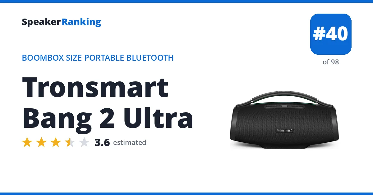 Tronsmart Bang 2 Ultra - ranked #40 of 98 Boombox Size Portable Bluetooth Speakers · Editor's rating 3.6/5