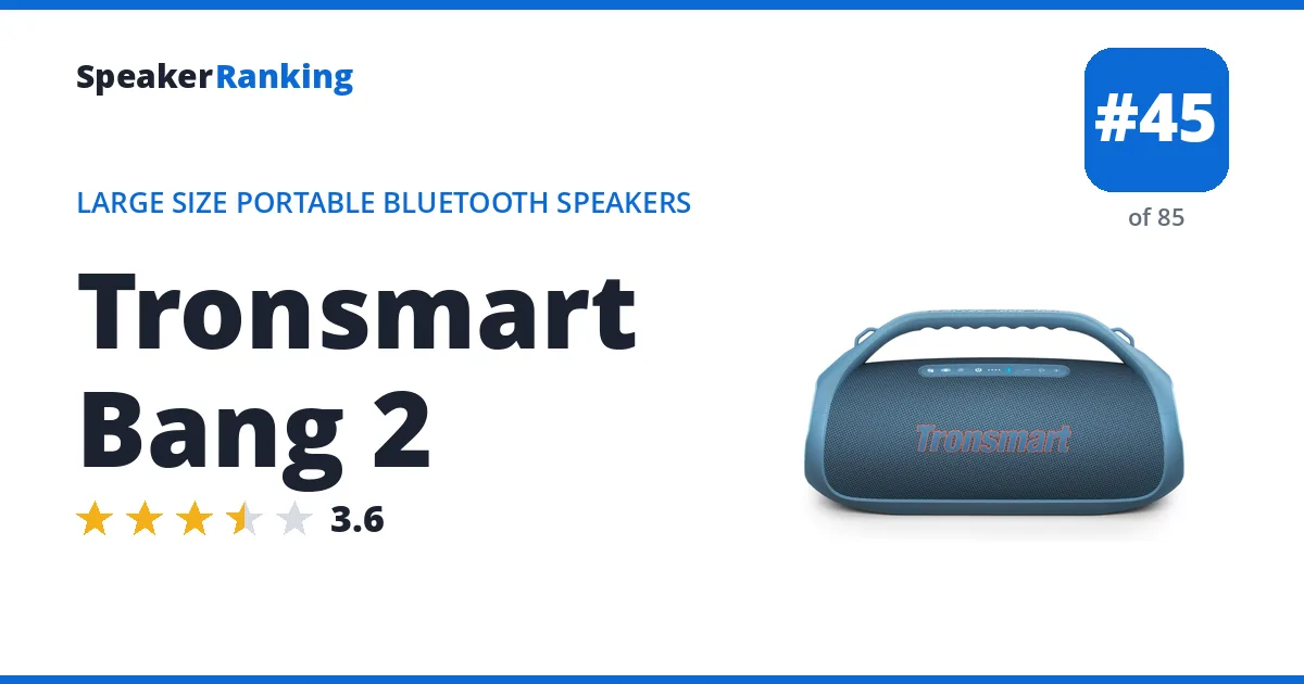 Tronsmart Bang 2 - ranked #45 of 85 Large Size Portable Bluetooth Speakers · Editor's rating 3.6/5