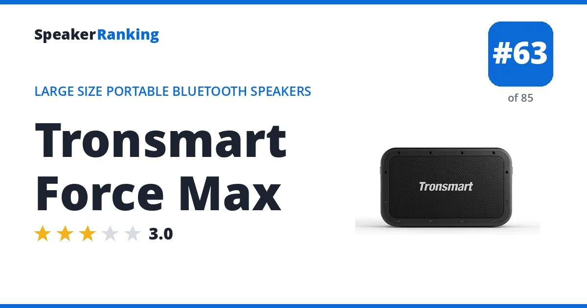 Tronsmart Force Max - ranked #63 of 85 Large Size Portable Bluetooth Speakers · Editor's rating 3/5