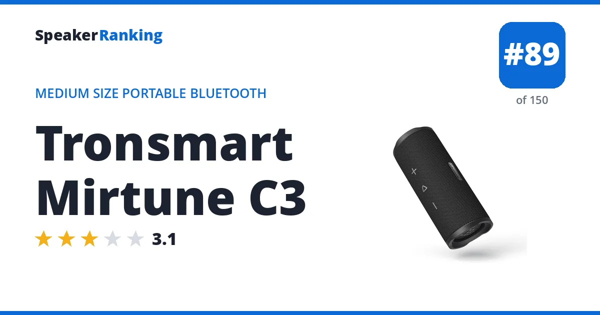 Tronsmart Mirtune C3 - ranked #89 of 150 Medium Size Portable Bluetooth Speakers · Editor's rating 3.1/5