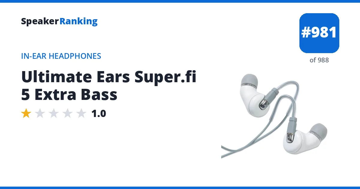 Ultimate Ears Super.fi 5 Extra Bass - ranked #964 of 971 In-Ear Headphones · Editor's rating 1/5