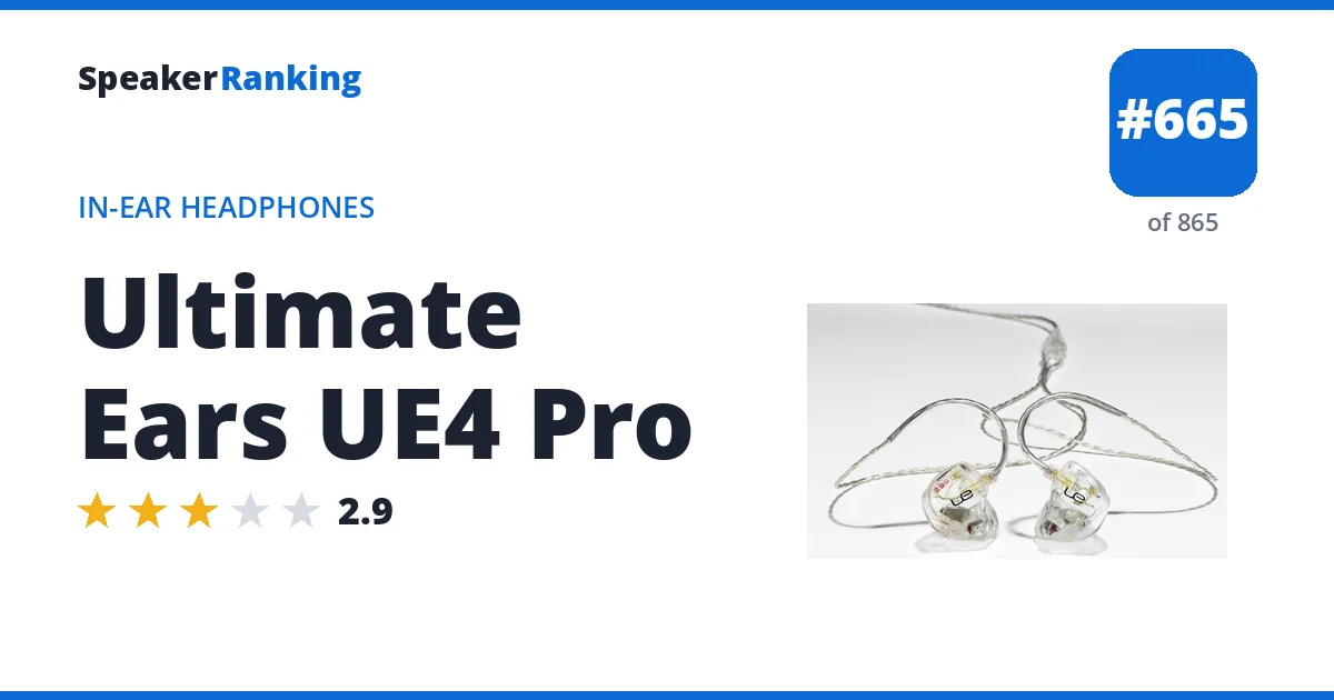 Ultimate Ears UE4 Pro - ranked #665 of 865 In-Ear Headphones · Editor's rating 2.9/5