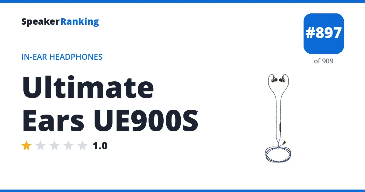 Ultimate Ears UE900S - ranked #897 of 909 In-Ear Headphones · Editor's rating 1/5