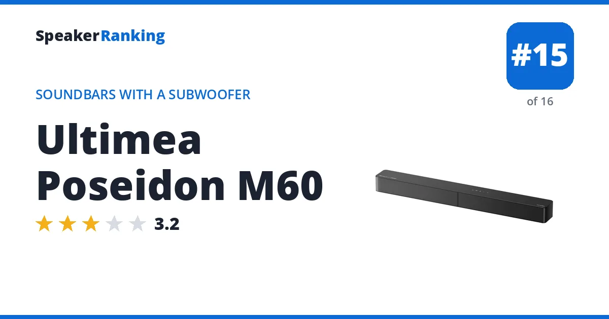 Ultimea Poseidon M60 · Editor's rating 3.2/5, ranked #15 of 16 Soundbars With a Subwoofer