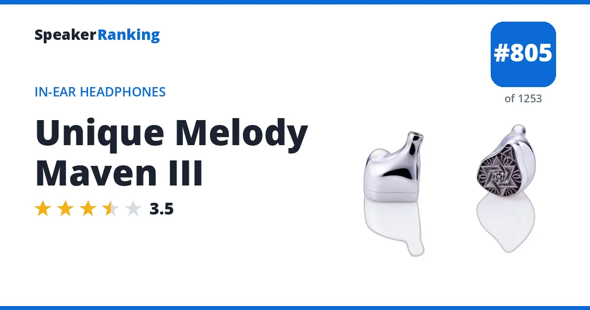 Unique Melody Maven III - ranked #805 of 1253 In-Ear Headphones · Editor's rating 3.5/5