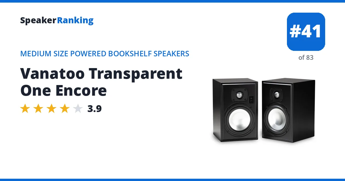 Vanatoo Transparent One Encore - ranked #41 of 83 Medium Size Powered Bookshelf Speakers · Editor's rating 3.9/5
