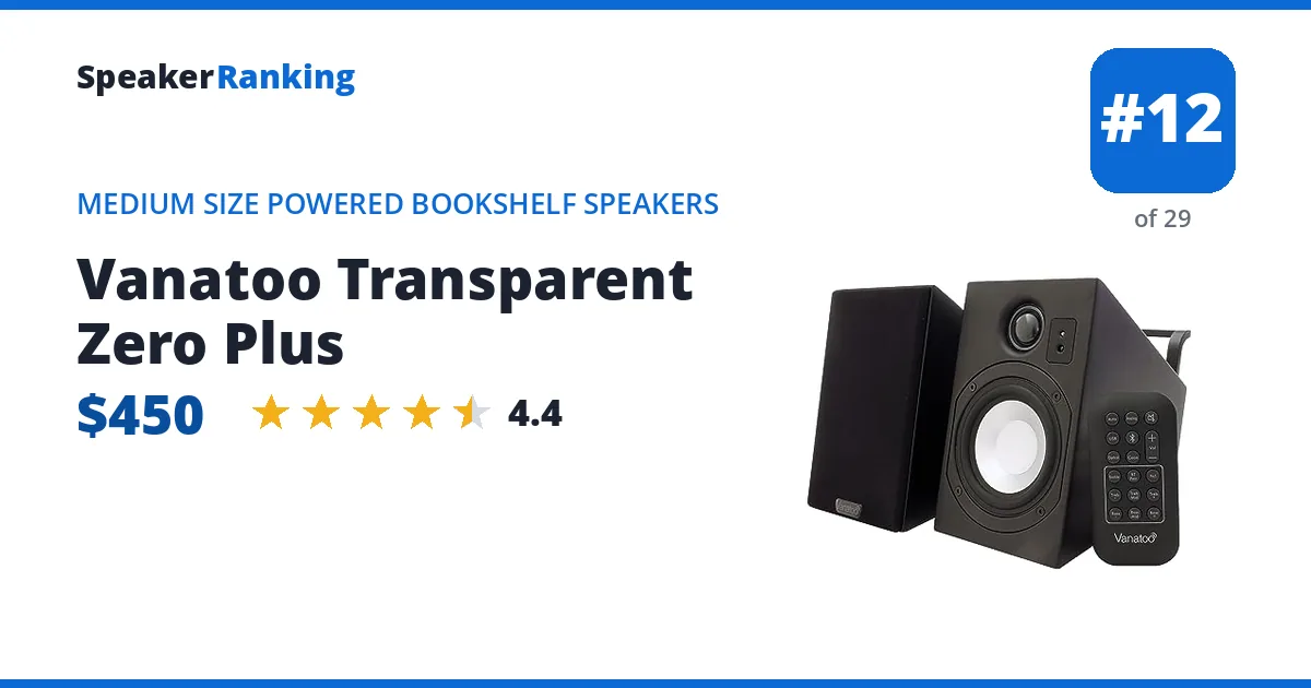 Vanatoo Transparent Zero Plus - ranked #12 of 29 Medium Size Powered Bookshelf Speakers · Editor's rating 4.4/5