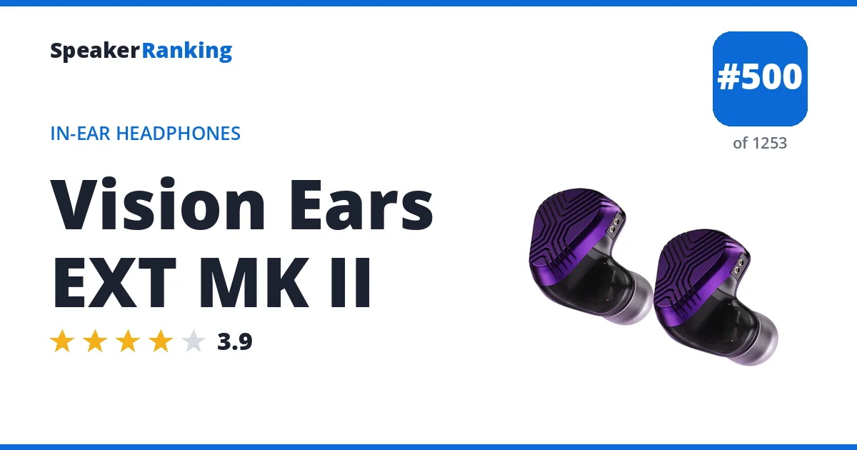 Vision Ears EXT MK II - ranked #500 of 1253 In-Ear Headphones · Editor's rating 3.9/5