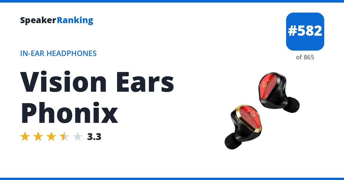 Vision Ears Phonix - ranked #582 of 865 In-Ear Headphones · Editor's rating 3.3/5