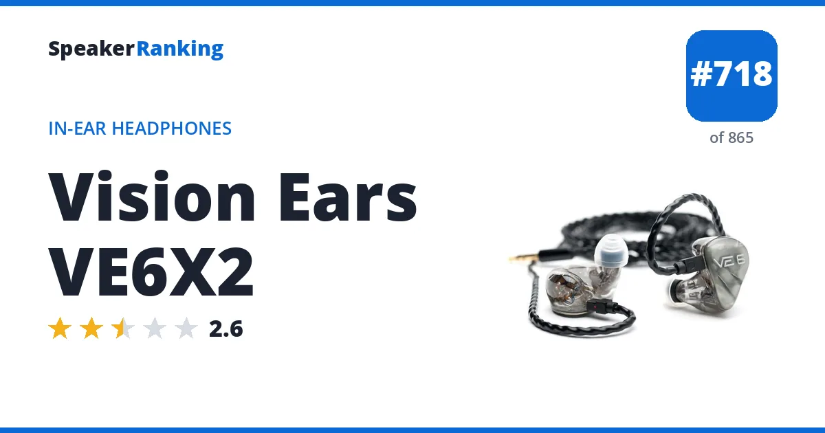 Vision Ears VE6X2 - ranked #718 of 865 In-Ear Headphones · Editor's rating 2.6/5