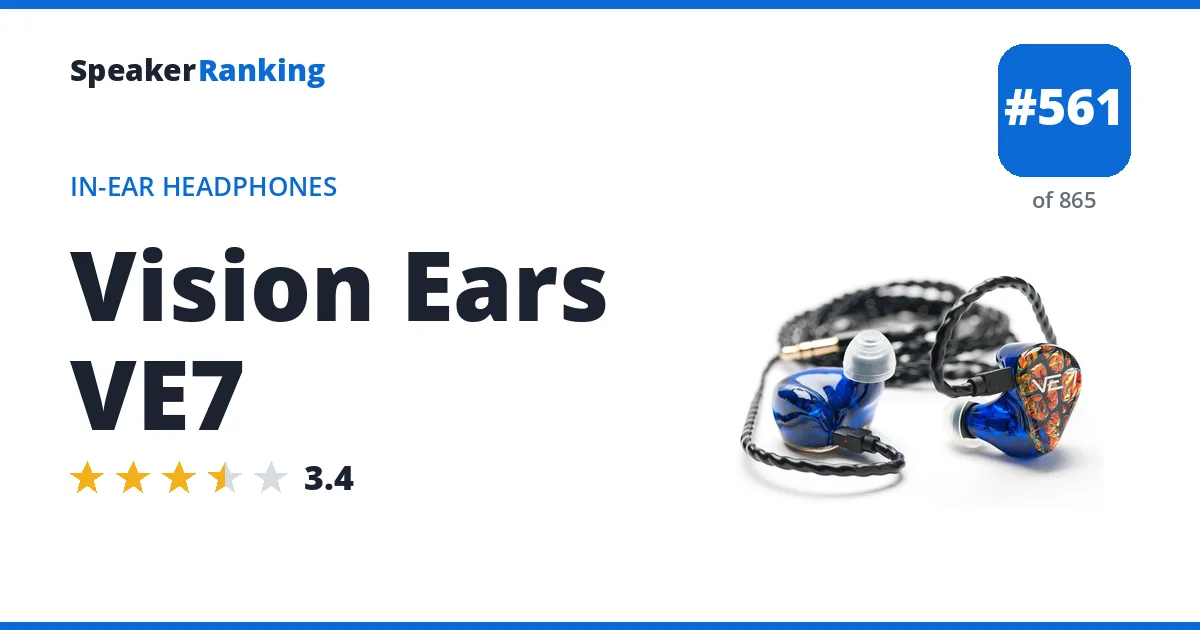 Vision Ears VE7 - ranked #561 of 865 In-Ear Headphones · Editor's rating 3.4/5