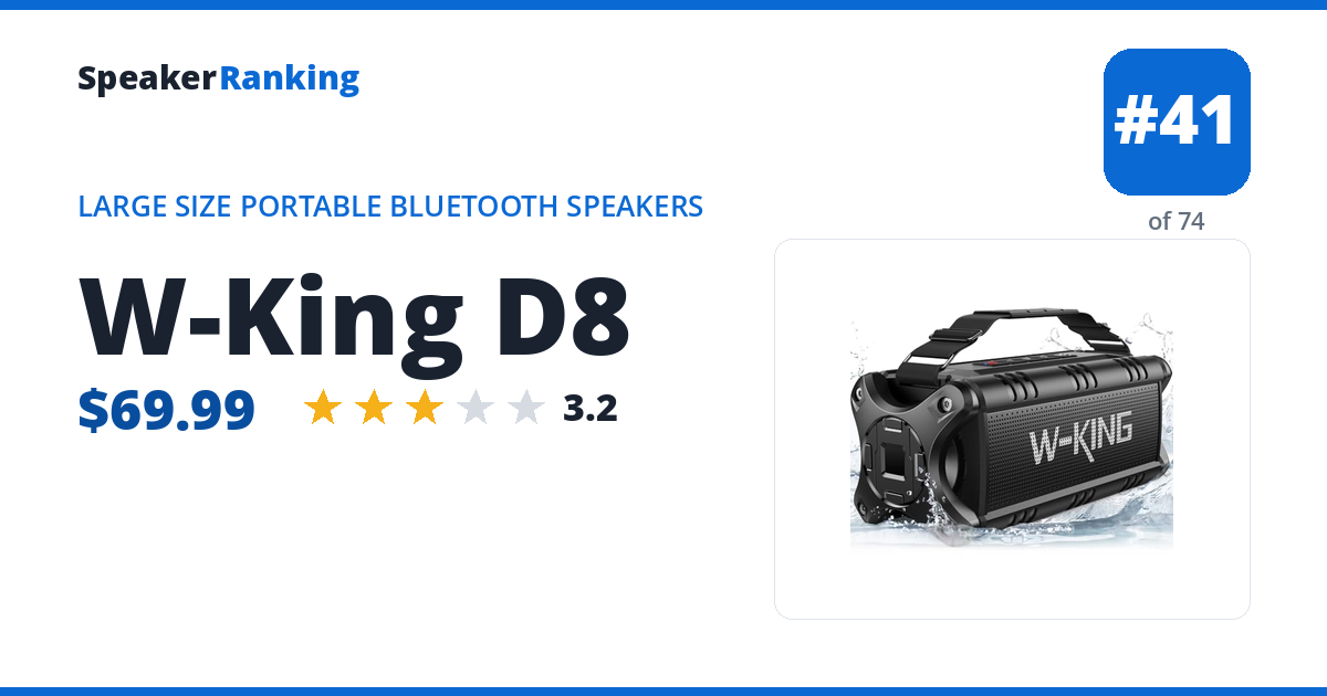 W-King D8 โ ranked #41 of 74 Large Size Portable Bluetooth Speakers ยท Editor's rating 3.2/5