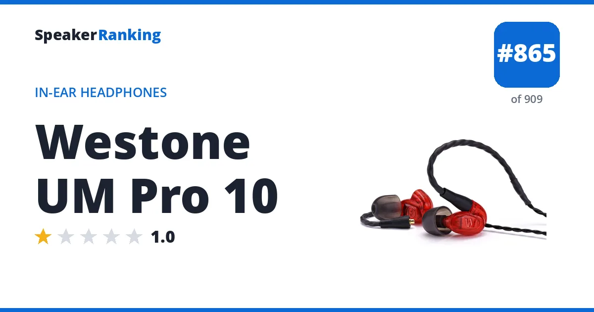 Westone UM Pro 10 - ranked #865 of 909 In-Ear Headphones · Editor's rating 1/5