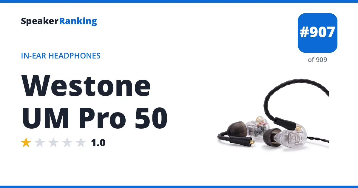 Westone UM Pro 50 - ranked #907 of 909 In-Ear Headphones · Editor's rating 1/5