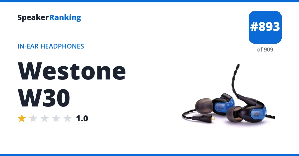 Westone W30 - ranked #893 of 909 In-Ear Headphones · Editor's rating 1/5