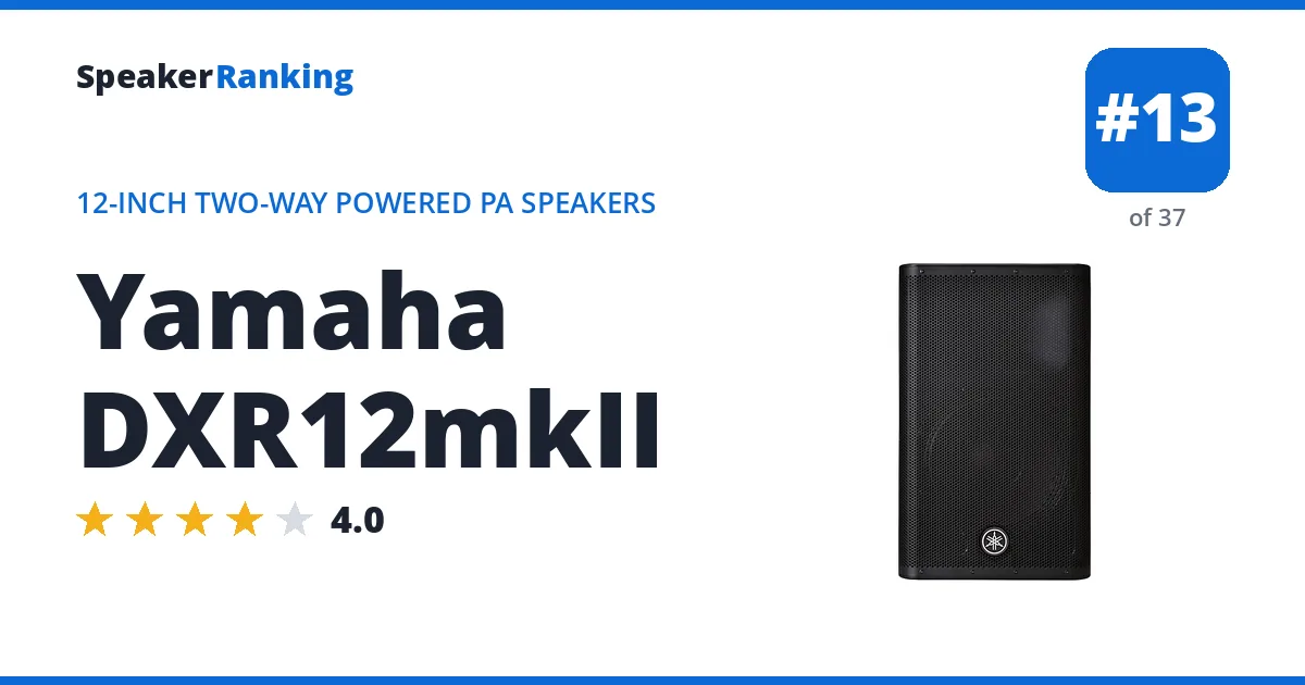 Yamaha DXR12mkII - ranked #13 of 37 12-Inch Two-Way Powered PA Speakers · Editor's rating 4/5