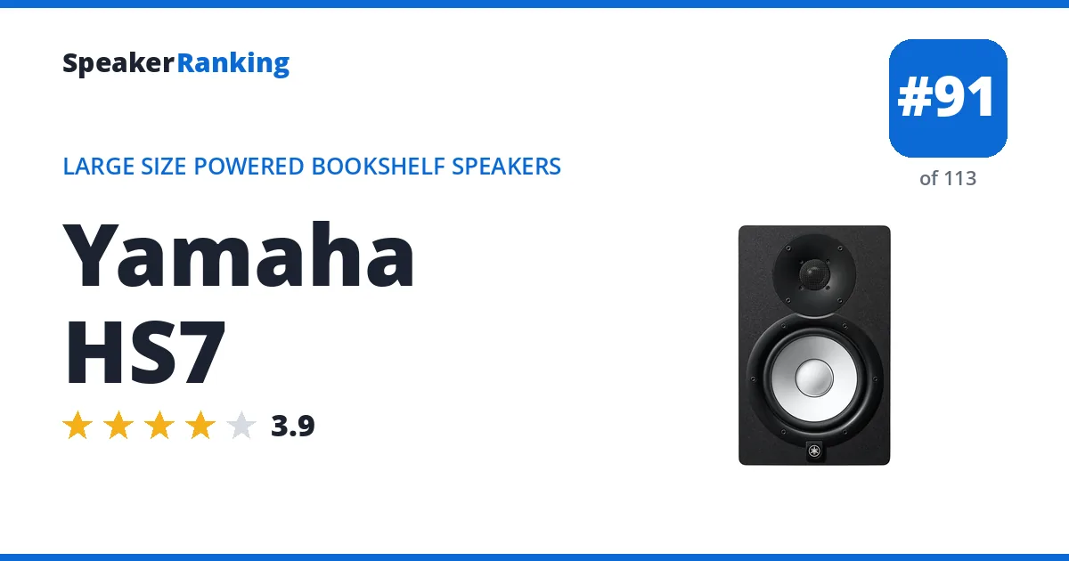 Yamaha HS7 - ranked #91 of 113 Large Size Powered Bookshelf Speakers · Editor's rating 3.9/5